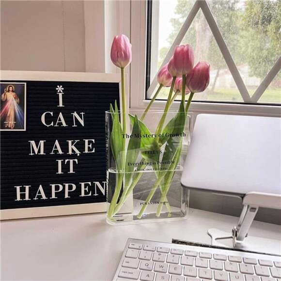 Puransen Bookend Vase for Flowers, Cute Home Office Decor; Unique Vase for Book - Picture 2 of 7